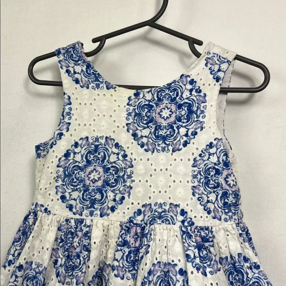 Janie and Jack White and blue floral eyelet dress size 2T